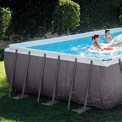 Intex Ultra Frame Rectangular Pool Set with Sand Filter Pump, Ladder, Ground Cloth & Pool Cover