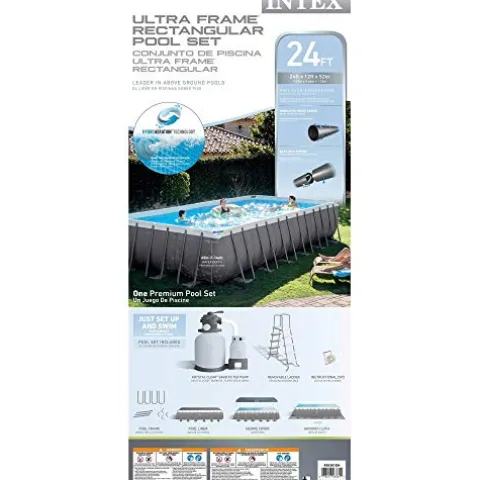 Intex Ultra Frame Rectangular Pool Set with Sand Filter Pump, Ladder, Ground Cloth & Pool Cover