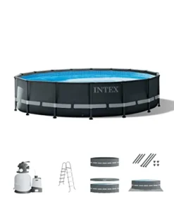 Intex Ultra XTR Deluxe Above Ground Swimming Pool Set with Filter Pump Gray 18′ x 52′