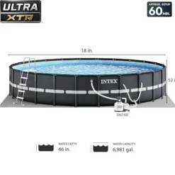Intex Ultra XTR Deluxe Above Ground Swimming Pool Set with Filter Pump Gray 18′ x 52′