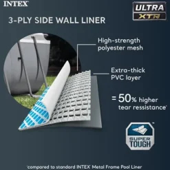 Intex Ultra XTR Deluxe Rectangular Above Ground Pool Set Gray