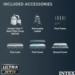 Intex Ultra XTR Deluxe Rectangular Above Ground Pool Set Gray