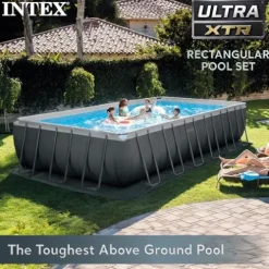 Intex Ultra XTR Deluxe Rectangular Above Ground Pool Set 24ft x 12ft x 52in Gray