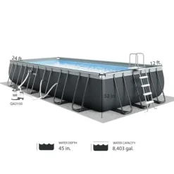 Intex Ultra XTR Deluxe Rectangular Above Ground Pool Set 24ft x 12ft x 52in Gray