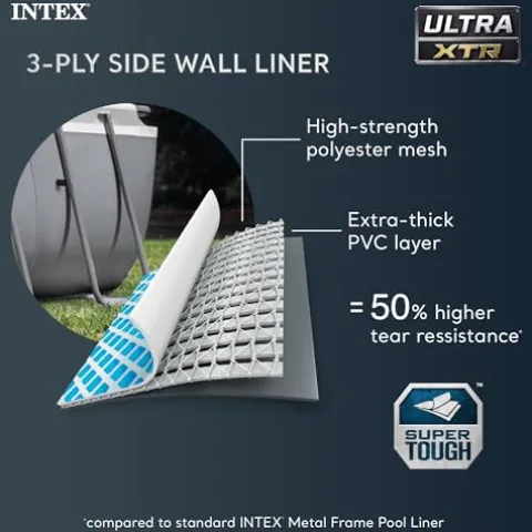 Intex Ultra XTR Deluxe Rectangular Above Ground Pool Set 32ft x 16ft x 52in with Sand Filter Pump Gray