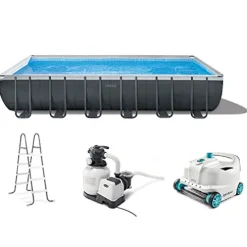 Intex Ultra XTR Frame Rectangular Swimming Pool Set Blue Gray