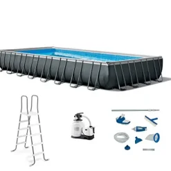 Intex Ultra XTR Heavy Duty Rectangular Above Ground Swimming Pool Gray