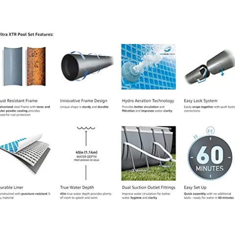 Intex Ultra XTR Rectangular Swimming Pool Set Blue