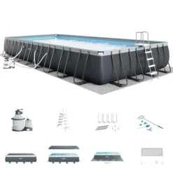 Intex Ultra XTR Rectangular Swimming Pool Set Dark Grey