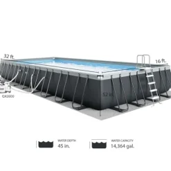 Intex Ultra XTR Rectangular Swimming Pool Set Dark Grey