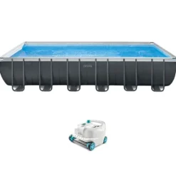Intex Ultra XTR Rectangular Pool Set with Pump & Vacuum Gray
