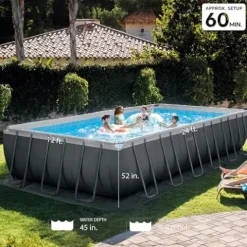 Intex Ultra XTR Rectangular Pool Set with Pump & Vacuum Gray