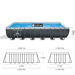 Intex ZX100 Auto Pressure Side Pool Cleaner and Rectangular Ultra XTR Frame Swimming Pool White