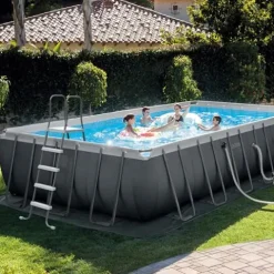 Intex ZX100 Auto Pressure Side Pool Cleaner and Rectangular Ultra XTR Frame Swimming Pool White