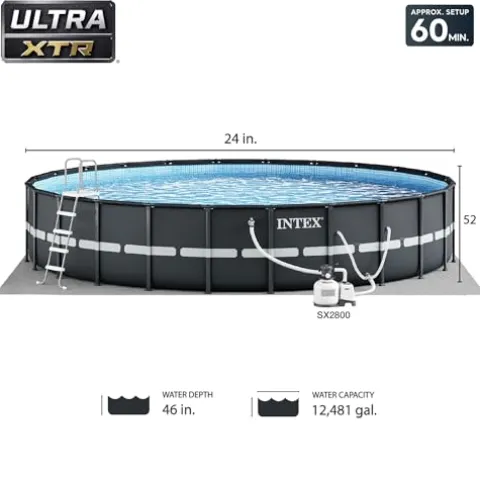 Intex ZX100 Pool Cleaner & Ultra XTR Deluxe Above Ground Pool White