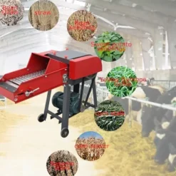 INTSUPERMAI 4-Blade Hay Cutter Pulverizer with Conveyor Belt Red