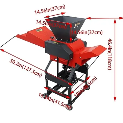 INTSUPERMAI Hay Cutter Pulverizer Grass Crusher 4-Blade 220V Red and Black
