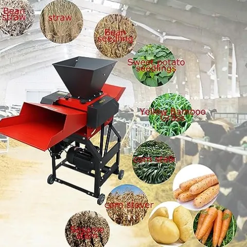 INTSUPERMAI Hay Cutter Pulverizer Grass Crusher 4-Blade 220V Red and Black