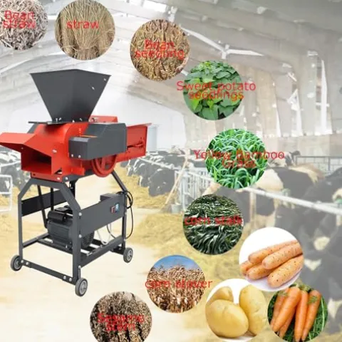 INTSUPERMAI Hay Cutter Pulverizer Grass Crusher 4-Blade Machine Red