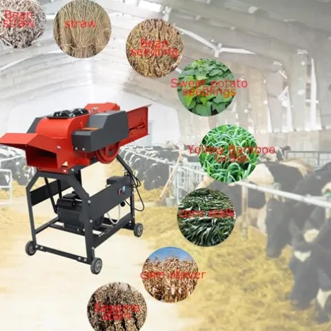 INTSUPERMAI Hay Cutter Pulverizer Grass Crusher 4-Blade Machine Red