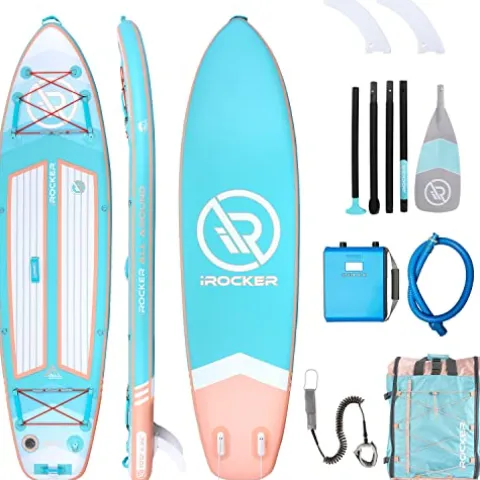 iROCKER All-Around Inflatable Stand Up Paddle Board Ultra Series Aqua/Peach