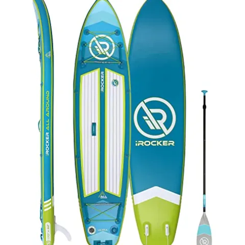 iROCKER All-Around Inflatable Stand Up Paddle Board Ultra Series Teal/Lime