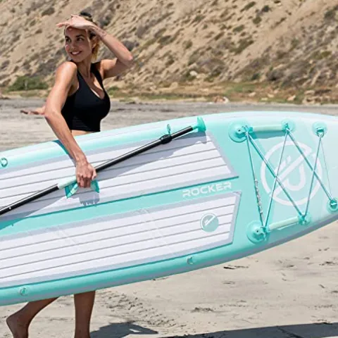 iROCKER All-Around Inflatable Stand Up Paddle Board Ultra Series Teal/Lime