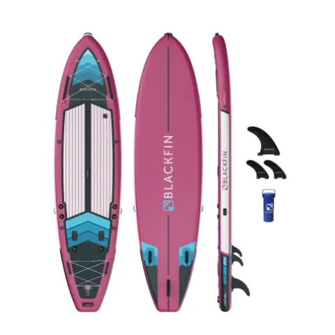 iROCKER Blackfin XL Inflatable Stand Up Paddle Board 11’6″ SUP – Fuchsia Blue