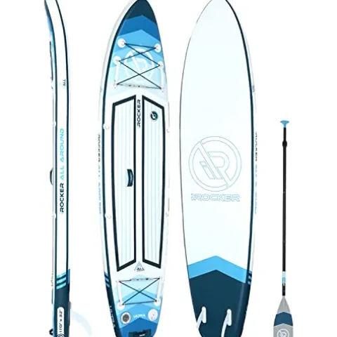 iROCKER Cruiser Inflatable Stand Up Paddle Board White/Blue
