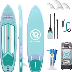 iROCKER Cruiser Inflatable Stand Up Paddle Board Aqua