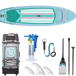 iROCKER Cruiser Inflatable Stand Up Paddle Board Aqua