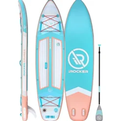 iROCKER Ultra Series Inflatable Stand Up Paddle Board 10’6″ Aqua/Peach