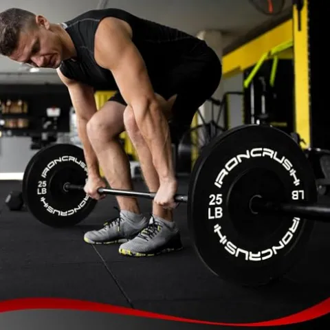 Iron Crush Olympic Bumper Plate Sets – Premium Virgin Rubber Weights for Strength Training – Compatible with 2″ Barbells 190LB