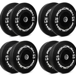 Iron Crush Olympic Bumper Plate Sets – Premium Virgin Rubber Weights for Strength Training – Compatible with 2″ Barbells 250LB