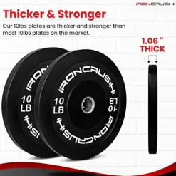 Iron Crush Olympic Bumper Plates Set – Virgin Rubber Weights for Strength Training 160LB Set