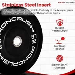 Iron Crush Olympic Bumper Plates Set – Virgin Rubber Weights for Strength Training 160LB Set