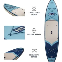 ISLE Surf and SUP Explorer Inflatable Stand Up Paddle Board & iSUP Bundle Accessory Pack, Aqua/Navy