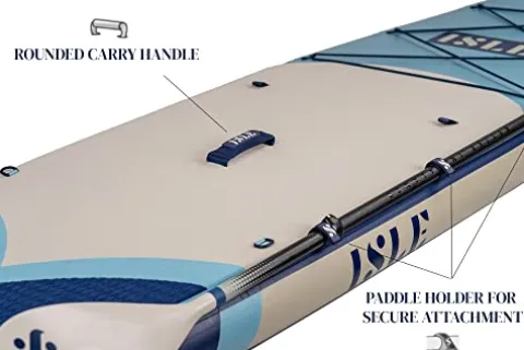 ISLE Surf and SUP Explorer Inflatable Stand Up Paddle Board & iSUP Bundle Accessory Pack, Aqua/Navy