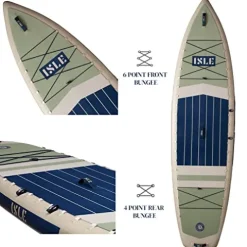 ISLE Surf and SUP Inflatable Hybrid Kayak-Stand Up Paddle Board Bundle Seafoam/Navy