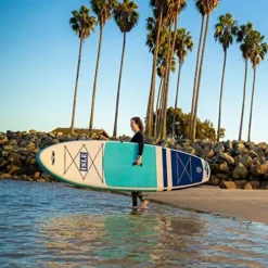 ISLE Surf and SUP Megalodon Inflatable Stand Up Paddle Board Aqua/Navy