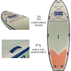 ISLE Surf and SUP Megalodon Inflatable Paddle Board & iSUP Bundle Seafoam/Peach
