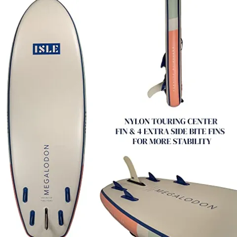 ISLE Surf and SUP Megalodon Inflatable Paddle Board & iSUP Bundle Seafoam/Peach
