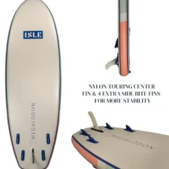 ISLE Surf and SUP Megalodon Inflatable Paddle Board Bundle 15′ Seafoam/Peach
