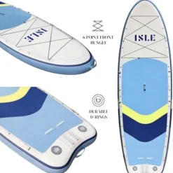 ISLE Surf and SUP Megalodon Inflatable Paddle Board Bundle Slate/Lumin/Navy 15′