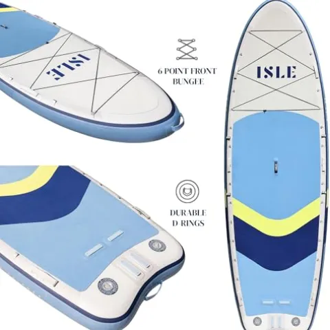 ISLE Surf and SUP Megalodon Inflatable Paddle Board Bundle Slate/Lumin/Navy 15′