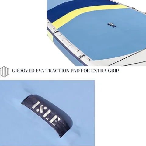 ISLE Surf and SUP Megalodon Inflatable Paddle Board Bundle Slate/Lumin/Navy 15′