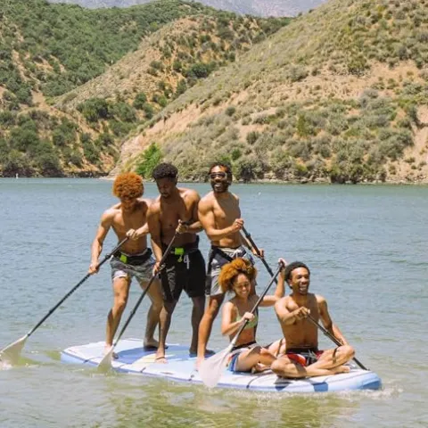 ISLE Surf and SUP Megalodon Inflatable Paddle Board Bundle Slate/Lumin/Navy 15′