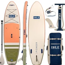 ISLE Surf and SUP Pioneer Inflatable Stand Up Paddle Board Peach/Moss