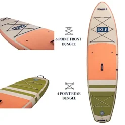 ISLE Surf and SUP Pioneer Inflatable Stand Up Paddle Board Peach/Moss