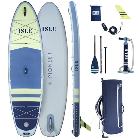 ISLE Surf and SUP Pioneer 3.0 Inflatable Stand Up Paddle Board Ice/Lumin/Slate
